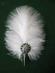 Plume with metal edelweiss, holder with safety pin, 18 cm (7.1 in)