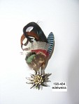Colorful feather pin / hat feather, holder edelweiss with safety pin, 9 cm (3.5 in)