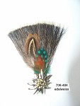 Little flat gamsbart with feathers, holder edelweiss with safety pin, 9 cm (3.55 in)