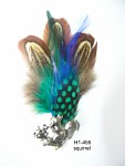 Colorful feather pin / hat feather, holder squirrel with safety pin, 10 cm (3.9 in)